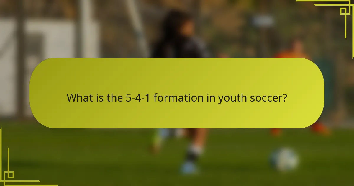 What is the 5-4-1 formation in youth soccer?